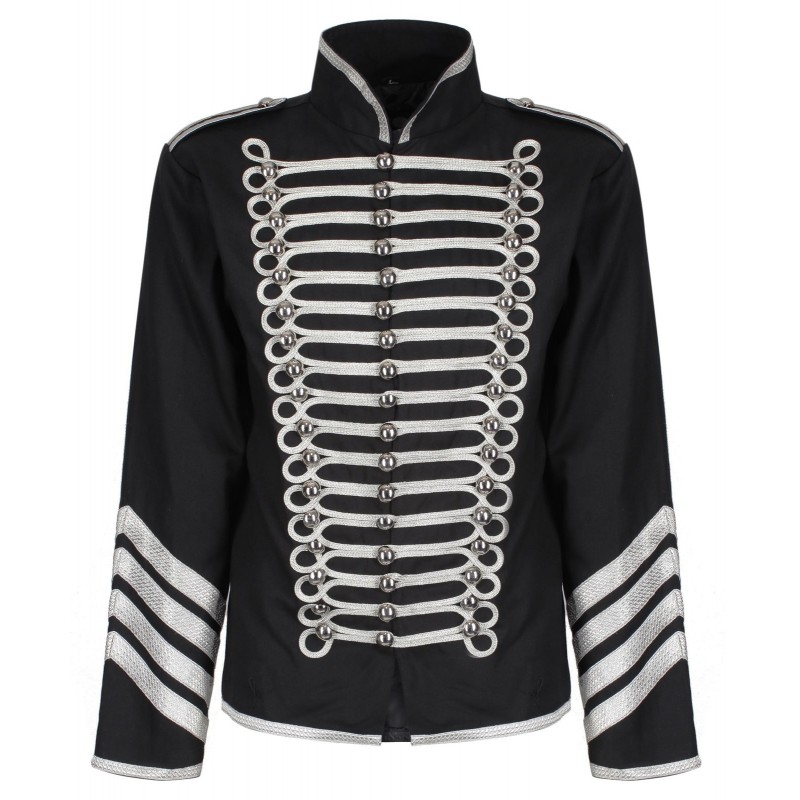 Men Silver Gold Military Jacket Drummer Gothic Army Parade Jacket